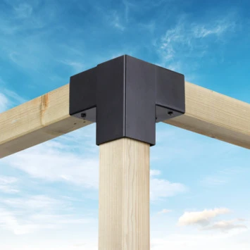 Paalverbinder Voor Pergola Hoekstuk 3-kants 7x7 Cm Zwart - Afbeelding 2