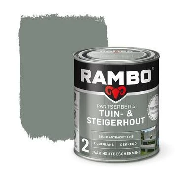Rambo Vintage Pantserbeits Tuin- En Steigerhout Dekkend Stoer Antraciet Zijdeglans 750 Ml