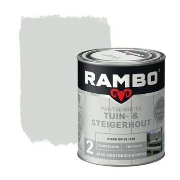 Rambo Vintage Pantserbeits Tuin- En Steigerhout Dekkend Steen Grijs Zijdeglans 750 Ml