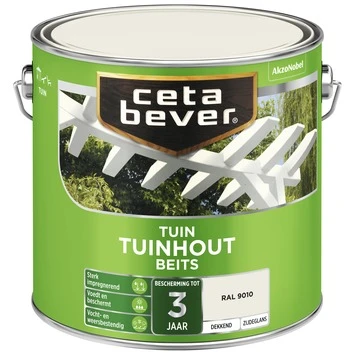 CetaBever Tuinhoutbeits Dekkend RAL 9010 Zijdeglans 2,5 L - Afbeelding 2