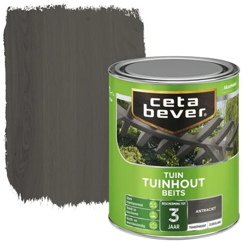 CetaBever Tuinhoutbeits Transparant Antraciet Zijdeglans 750 Ml