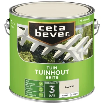 CetaBever Tuinhoutbeits Dekkend RAL 9001 Zijdeglans 2,5 L - Afbeelding 2